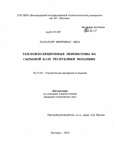 Диссертация по строительству на тему «Теплоизоляционные пенобетоны на сырьевой базе Республики Мозамбик»
