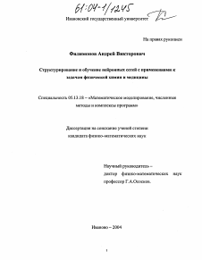 Диссертация по информатике, вычислительной технике и управлению на тему «Структурирование и обучение нейронных сетей с применениями к задачам физической химии и медицины»