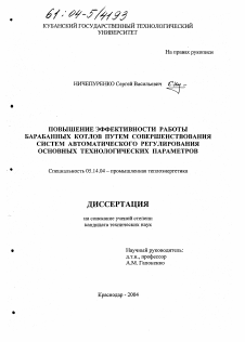 Диссертация по энергетике на тему «Повышение эффективности работы барабанных котлов путем совершенствования систем автоматического регулирования основных технологических параметров»