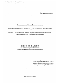 Диссертация по информатике, вычислительной технике и управлению на тему «О симметрии области в задачах теории ветвления»