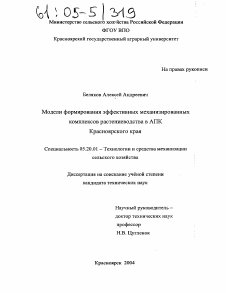 Диссертация по процессам и машинам агроинженерных систем на тему «Модели формирования эффективных механизированных комплексов растениеводства в АПК Красноярского края»