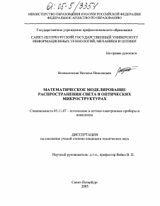 Диссертация по приборостроению, метрологии и информационно-измерительным приборам и системам на тему «Математическое моделирование распространения света в оптических микроструктурах»