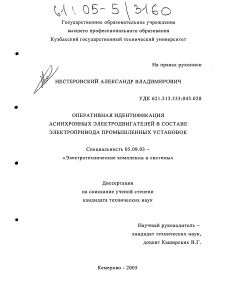 Диссертация по электротехнике на тему «Оперативная идентификация асинхронных электродвигателей в составе электропривода промышленных установок»