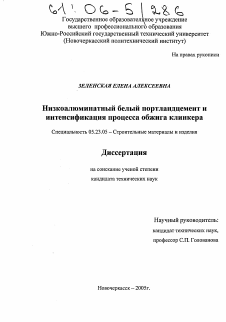 Диссертация по строительству на тему «Низкоалюминатный белый портландцемент и интенсификация процесса обжига клинкера»