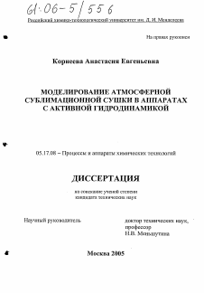 Диссертация по химической технологии на тему «Моделирование атмосферной сублимационной сушки в аппаратах с активной гидродинамикой»