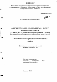 Диссертация по процессам и машинам агроинженерных систем на тему «Совершенствование организации работ и услуг технического сервиса»