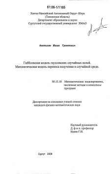 Диссертация по информатике, вычислительной технике и управлению на тему «Гиббсовская модель гауссовских случайных полей. Математическая модель переноса излучения в случайной среде»