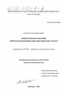 Диссертация по информатике, вычислительной технике и управлению на тему «Нейросетевая реализация процедуры идентификации динамических систем»