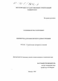 Диссертация по строительству на тему «Пенобетон для монолитного домостроения»