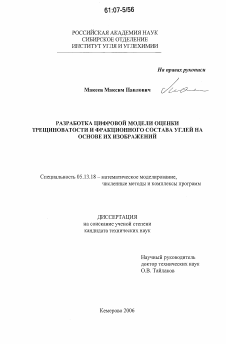 Диссертация по информатике, вычислительной технике и управлению на тему «Разработка цифровой модели оценки трещиноватости и фракционного состава углей на основе их изображений»