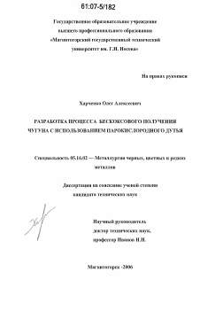 Диссертация по металлургии на тему «Разработка процесса бескоксового получения чугуна с использованием парокислородного дутья»