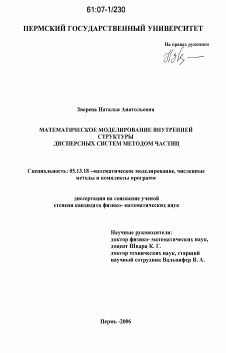 Диссертация по информатике, вычислительной технике и управлению на тему «Математическое моделирование внутренней структуры дисперсных систем методом частиц»