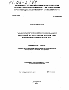 Диссертация по энергетике на тему «Разработка алгоритмов количественного анализа изображений при исследовании двуокиси урана и оболочек облученных твэлов ВВЭР»