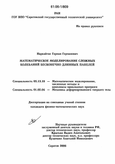 Диссертация по информатике, вычислительной технике и управлению на тему «Математическое моделирование сложных колебаний бесконечно длинных панелей»