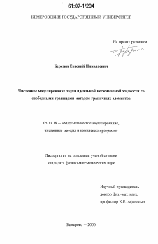 Диссертация по информатике, вычислительной технике и управлению на тему «Численное моделирование задач идеальной несжимаемой жидкости со свободными границами методом граничных элементов»