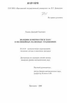 Диссертация по информатике, вычислительной технике и управлению на тему «Явление буферности и хаос в нелинейных волновых уравнениях»