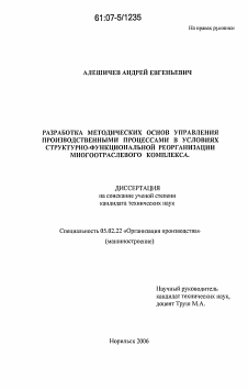 Диссертация по машиностроению и машиноведению на тему «Разработка методических основ управления производственными процессами в условиях структурно-функциональной реорганизации многоотраслевого комплекса»