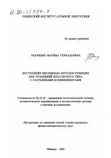 Диссертация по информатике, вычислительной технике и управлению на тему «Построение численных методов решения для уравнений власовского типа с разрывными коэффициентами»