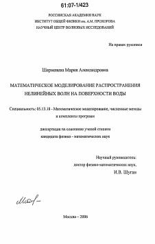 Диссертация по информатике, вычислительной технике и управлению на тему «Математическое моделирование распространения нелинейных волн на поверхности воды»