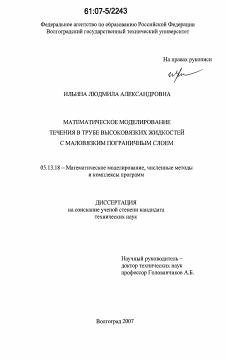 Диссертация по информатике, вычислительной технике и управлению на тему «Математическое моделирование течения в трубе высоковязких жидкостей с маловязким пограничным слоем»