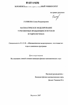 Диссертация по информатике, вычислительной технике и управлению на тему «Математическое моделирование турбулентных вращающихся потоков в гидросистемах»