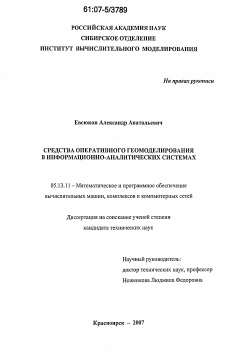 Диссертация по информатике, вычислительной технике и управлению на тему «Средства оперативного геомоделирования в информационно-аналитических системах»