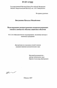 Диссертация по информатике, вычислительной технике и управлению на тему «Моделирование распространения водородосодержащих смесей в замкнутых объемах защитных оболочек»