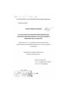 Диссертация по информатике, вычислительной технике и управлению на тему «Математическое моделирование критических явлений в кинетической области для реакций на поверхности катализатора»