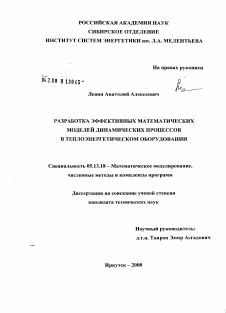 Диссертация по информатике, вычислительной технике и управлению на тему «Разработка эффективных математических моделей динамических процессов в теплоэнергетическом оборудовании»