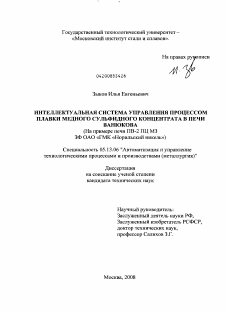 Диссертация по информатике, вычислительной технике и управлению на тему «Интеллектуальная система управления процессом плавки медного сульфидного концентрата в печи Ванюкова»