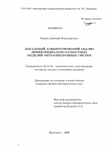 Диссертация по информатике, вычислительной технике и управлению на тему «Локальный асимптотический анализ дифференциально-разностных моделей оптоэлектронных систем»