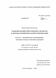 Диссертация по информатике, вычислительной технике и управлению на тему «Моделирование многомерных объектов и методы полиномиальной оптимизации»