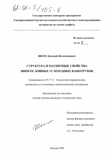 Диссертация по химической технологии на тему «Структура и магнитные свойства многослойных углеродных нанотрубок»