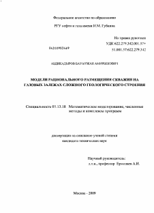 Диссертация по информатике, вычислительной технике и управлению на тему «Модели рационального размещения скважин на газовых залежах сложного геологического строения»