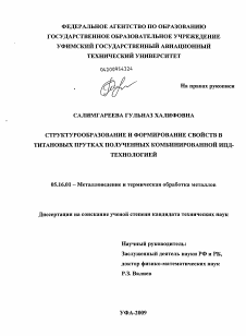 Диссертация по металлургии на тему «Структурообразование и формирование свойств в титановых прутках, полученных комбинированной ИПД-технологией»