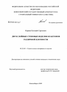 Диссертация по строительству на тему «Двухслойные стеновые изделия из бетонов различной плотности»