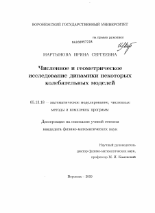 Диссертация по информатике, вычислительной технике и управлению на тему «Численное и геометрическое исследование динамики некоторых колебательных моделей»