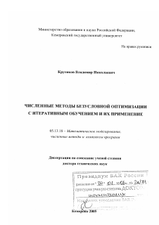 Диссертация по информатике, вычислительной технике и управлению на тему «Численные методы безусловной оптимизации с итеративным обучением и их применение»