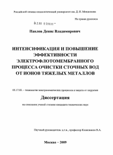 Диссертация по химической технологии на тему «Интенсификация и повышение эффективности электрофлотомембранного процесса очистки сточных вод от ионов тяжелых металлов»