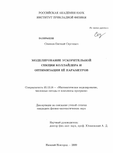 Диссертация по информатике, вычислительной технике и управлению на тему «Моделирование ускорительной секции коллайдера и оптимизация ее параметров»