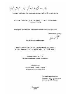 Диссертация по строительству на тему «Эффективный теплоизоляционный материал из поризованного арболита на рисовой лузге»