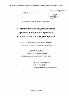 Диссертация по информатике, вычислительной технике и управлению на тему «Математическое моделирование процессов переноса примесей в жидкостях и пористых средах»