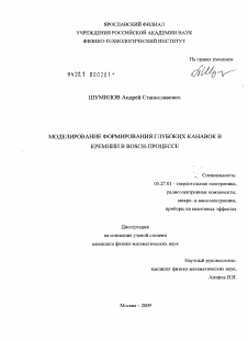 Диссертация по электронике на тему «Моделирование формирования глубоких канавок в кремнии в Bosch-процессе»