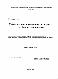 Диссертация по энергетике на тему «Удаление высокоактивных отходов в глубинное захоронение»