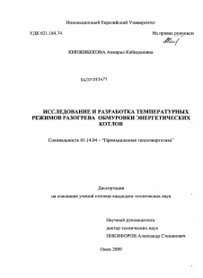 Диссертация по энергетике на тему «Исследование и разработка температурных режимов разогрева обмуровки энергетических котлов»