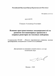 Диссертация по энергетике на тему «Влияние пространственных неоднородностей на развитие нестационарных процессов в ядерных реакторах на тепловых нейтронах»