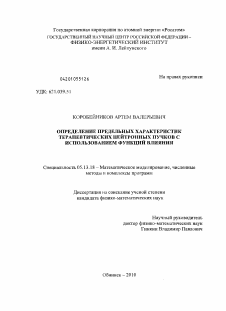 Диссертация по информатике, вычислительной технике и управлению на тему «Определение предельных характеристик терапевтических нейтронных пучков с использованием функций влияния»