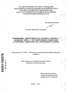 Диссертация по процессам и машинам агроинженерных систем на тему «Повышение эффективности рабочего процесса дробилки зерна с регулируемыми решетками в торцевых поверхностях дробильной камеры»