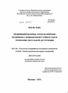 Диссертация по химической технологии на тему «Модифицированные эпоксиаминные полимеры с повышенной стойкостью к термоокислительной деструкции»