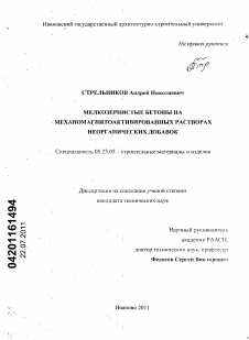 Диссертация по строительству на тему «Мелкозернистые бетоны на механомагнитоактивированных растворах неорганических добавок»